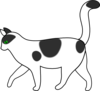 White And Black Cat Walking Clip Art